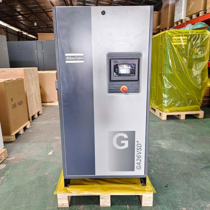 Atlas Copco légkompresszor Eredeti GA26 VSD + 26kW 35LE Változó sebességű olaj befecskendezéses forgó csavaros légkompresszor 13bar