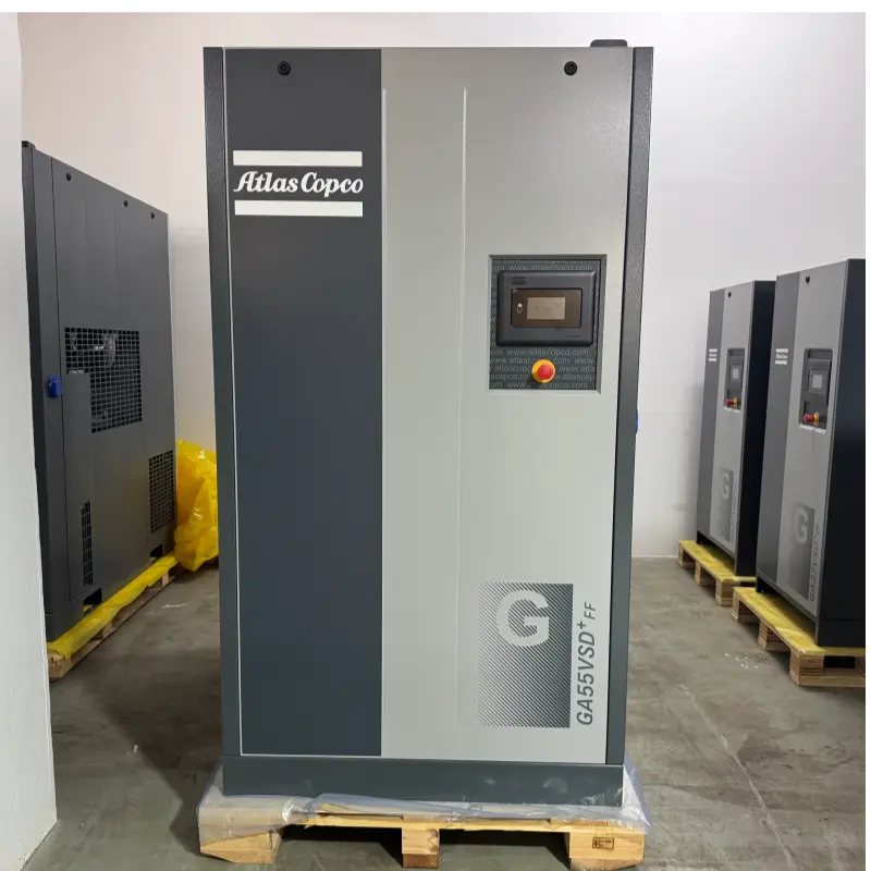 Atlas Copco GA55VSD+FF 55kW 75LE olajbefecskendezéses csavaros légkompresszor eredeti ipari használatra