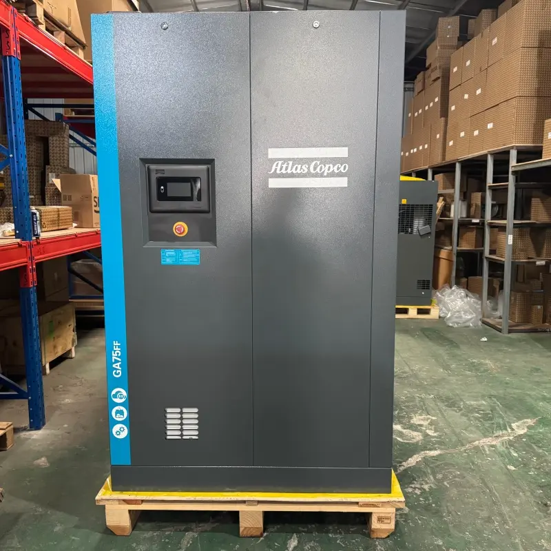 Eredeti Atlas Copco GA75FF olajbefecskendezéses csavarkompresszor 75 kW 100 LE integrált szárító